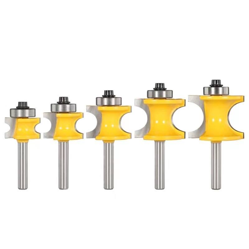 1/4 handle bearing semi-circular knife, 12 handles woodworking milling cutters, five ball milling cutters, and 8 handles of wooden stick trimming and engraving machine Item Picture