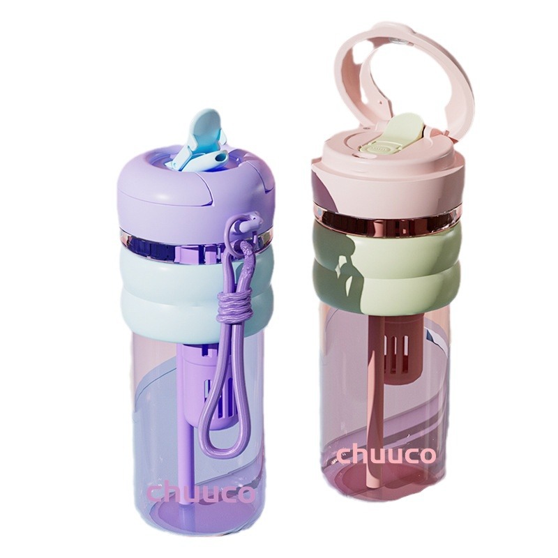 Dopamine dual-drink flower tea straw cup, creative large-capacity portable drinking cup, popular leak-proof, cute student, anti-drop Item Picture