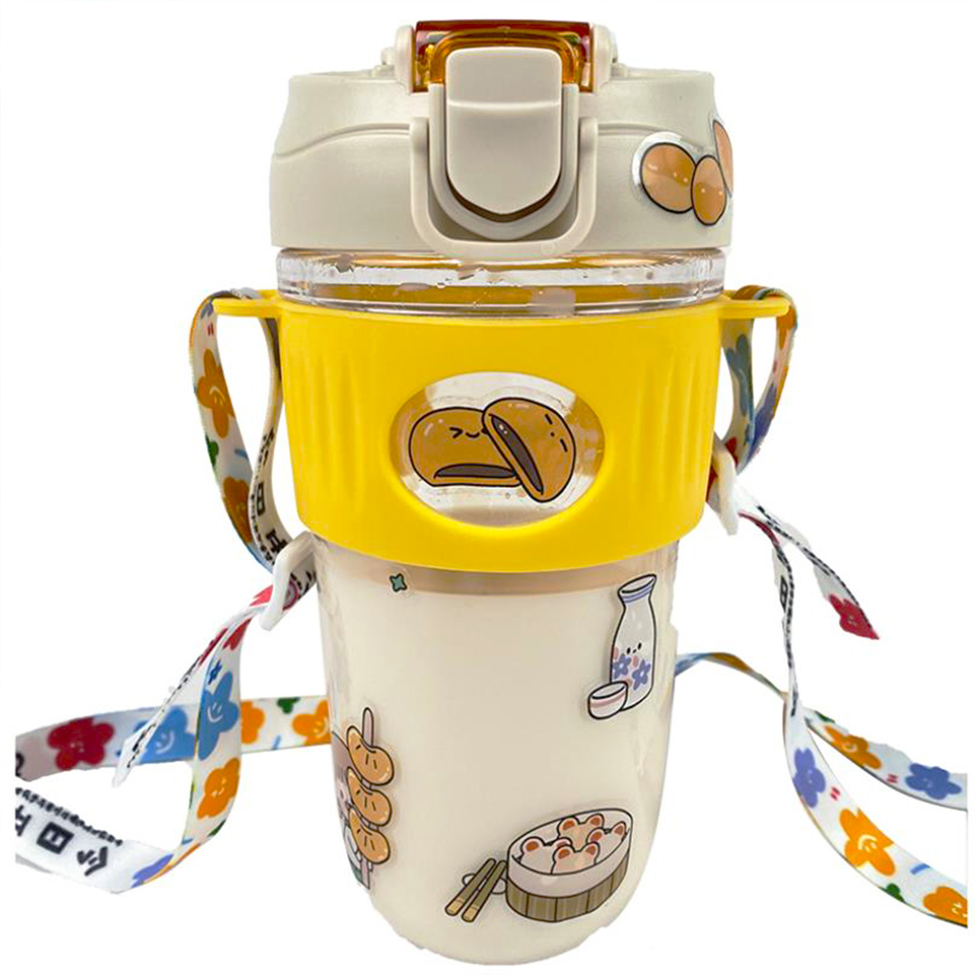 Anti-drop coffee cup, double-drinking cup with straw, popular portable water cup, student couple, office, outdoor, slanted cup sleeve, cup Item Picture