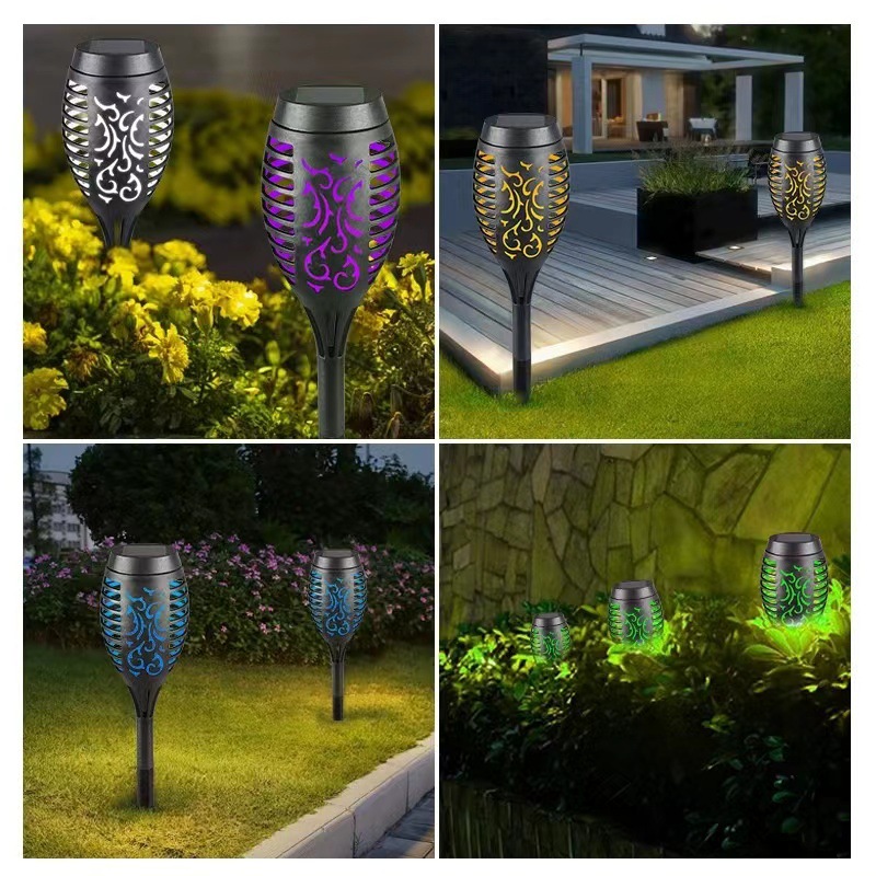 Cross-border solar lights, outdoor garden lights, small flame lights, lawn lights, night lights, ambient lights, ground insert lights Specification drawing