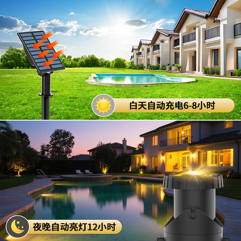 Cross-border solar underwater lights, outdoor RGB color garden lawn, rockery, water pool spotlights, courtyard swimming pool lights Specification drawing