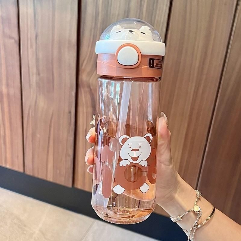 Children's water cup, high appearance level, girls' straw cup, cute girls, portable anti-drop plastic water bottle for primary school students, summer Item Picture