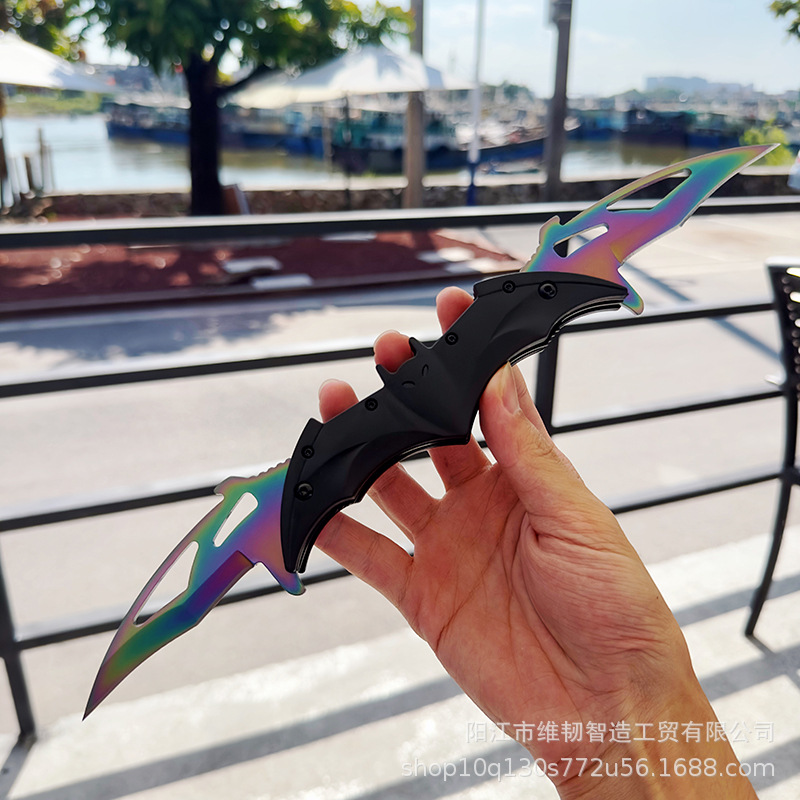 Multi-functional creative bat knife, stainless steel portable ABS folding knife, outdoor ornamental knife, game peripheral Specification drawing