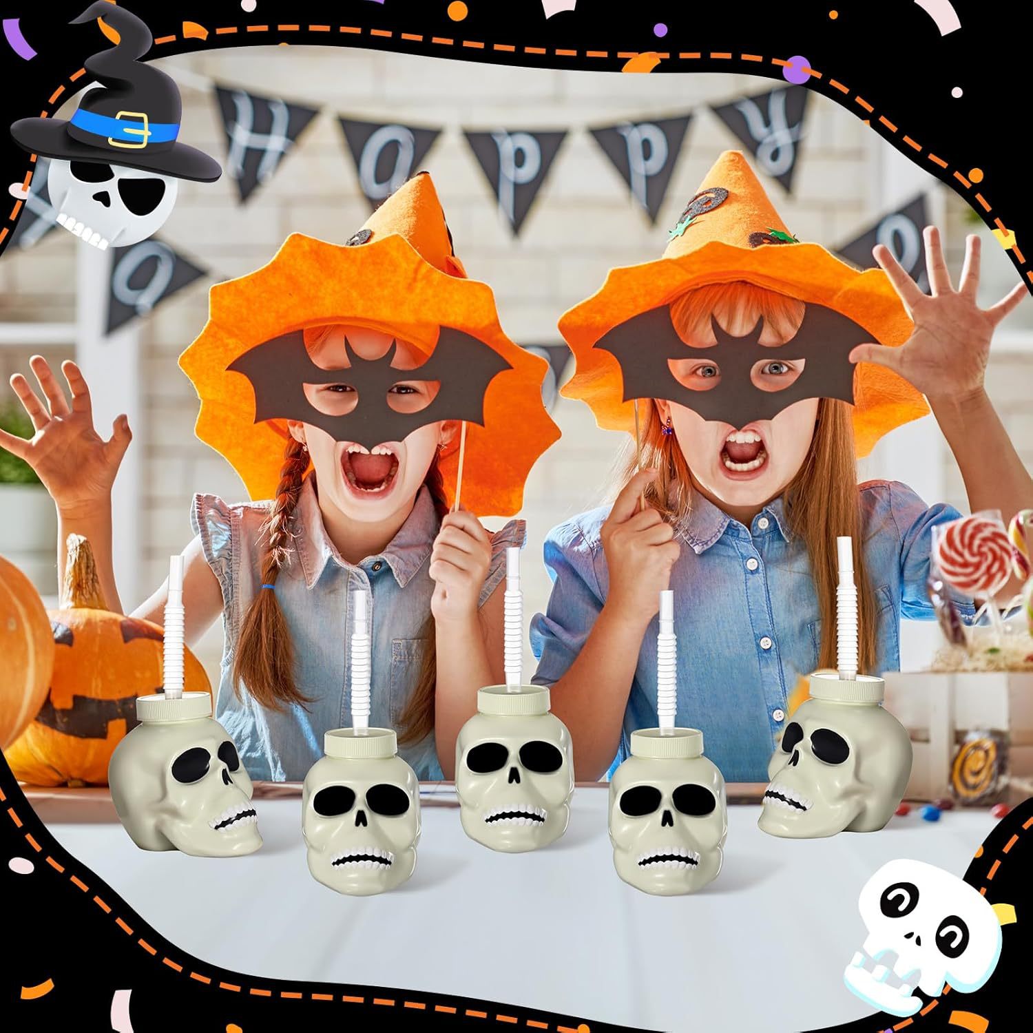 Customized new best-selling Halloween cups from the manufacturer: 15-ounce plastic straw cups with straws and LIDS for wholesale Application Scenario