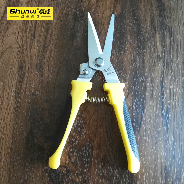 Factory direct sales of 8-inch multi-functional garden shears, iron sheet shears, electronic shears, white-headed straight-cut multi-purpose shears full figure