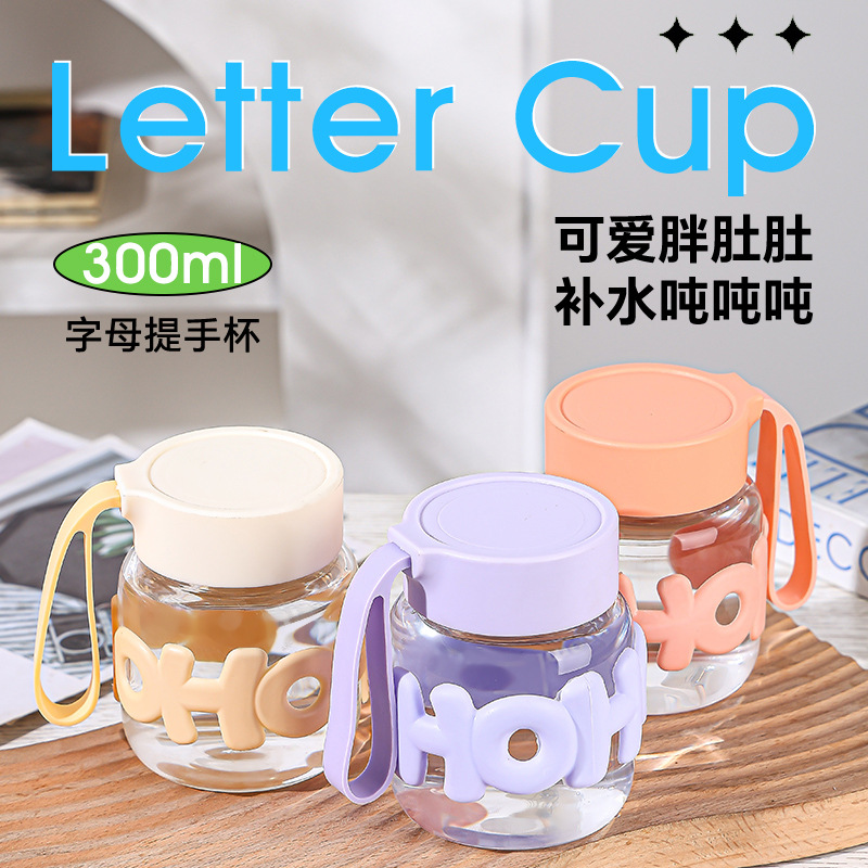 New chubby cup Portable glass cup with cup sleeve, heat-insulating water cup, cute souvenir, ground promotion gift cup full figure
