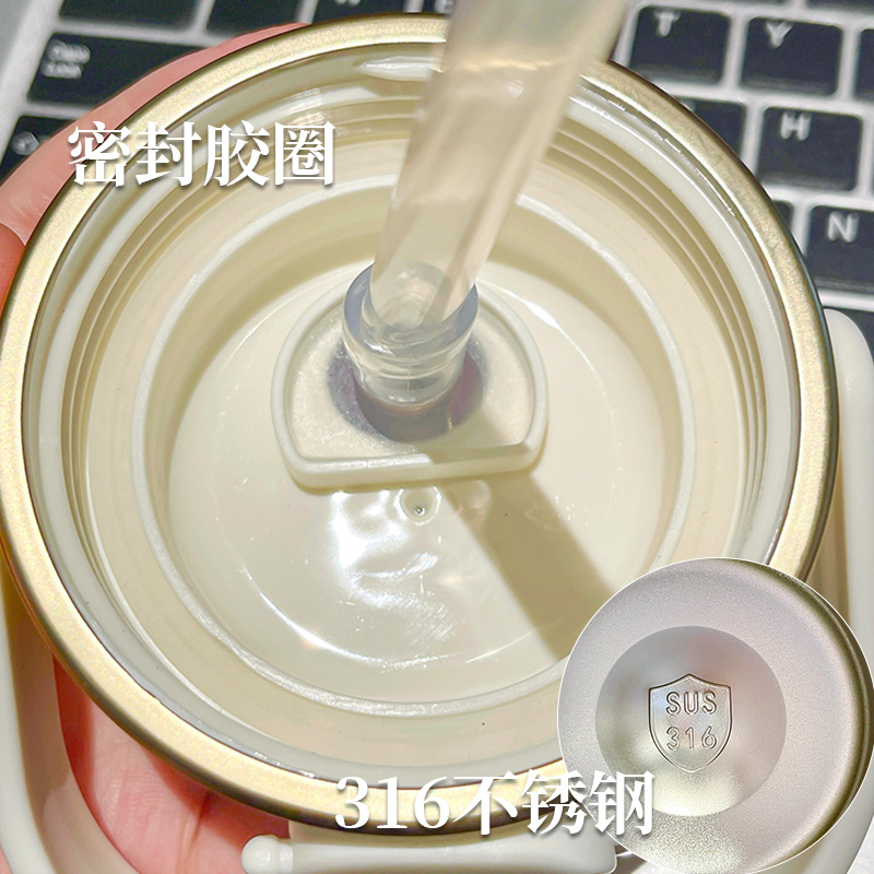 Strawberry Bear Insulated Cup, Cartoon doll, Straw Cup, Student Convenient drinking Cup, Large capacity, high appearance level, small belly cup Application Scenario