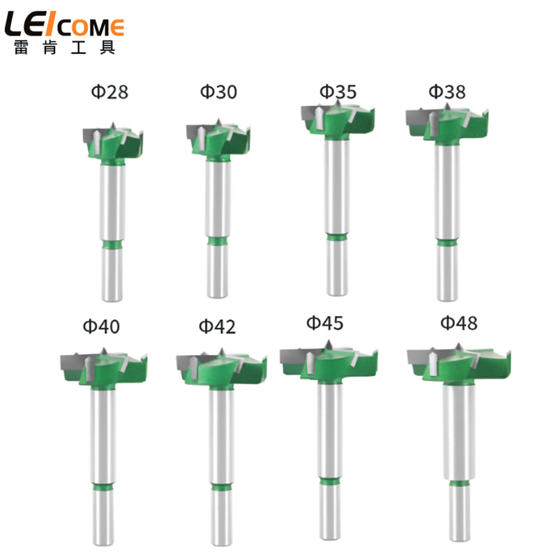 Reken three-blade flat-wing wood drill, woodworking hole opener, woodworking milling cutter, machine tool, wood board reamer, drill bit for hole drilling Specification drawing