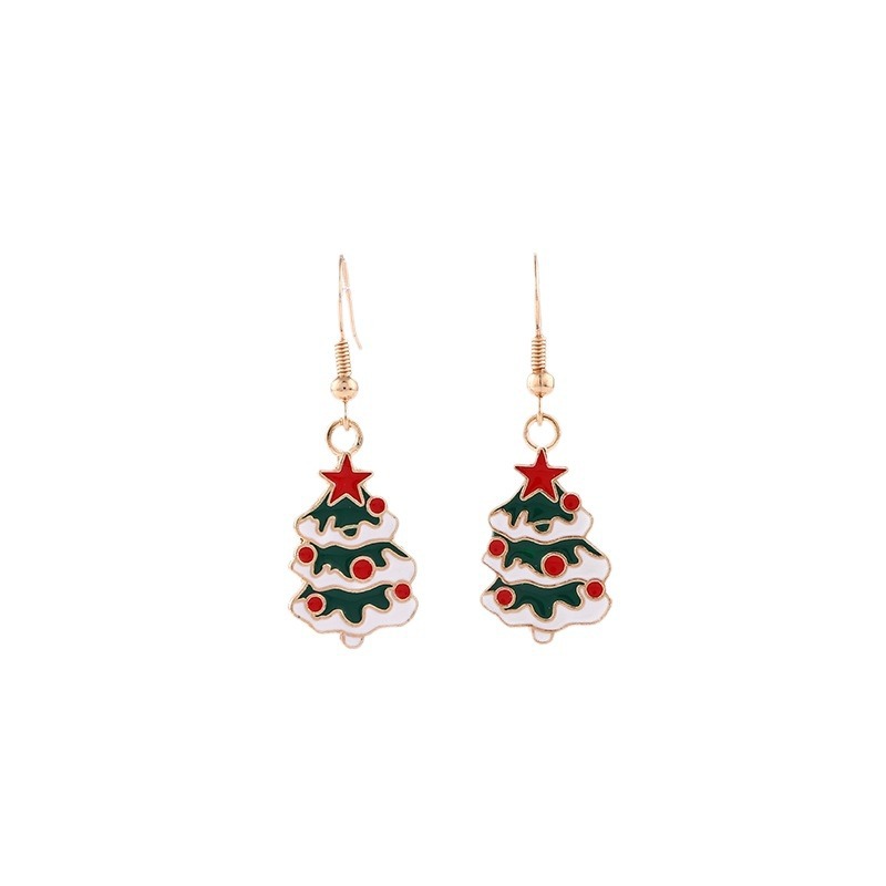 Wholesale of fashionable and personalized Christmas pendant earrings and alloy oil-dripping Christmas snowflake-shaped stud earrings that are selling well across borders in Europe and America Item Picture