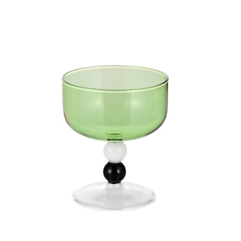 Colored high borosilicate glass cups, household heat-resistant tall glass cups, restaurant ice cream cups, dessert cups, contrasting color glass cups Item Picture