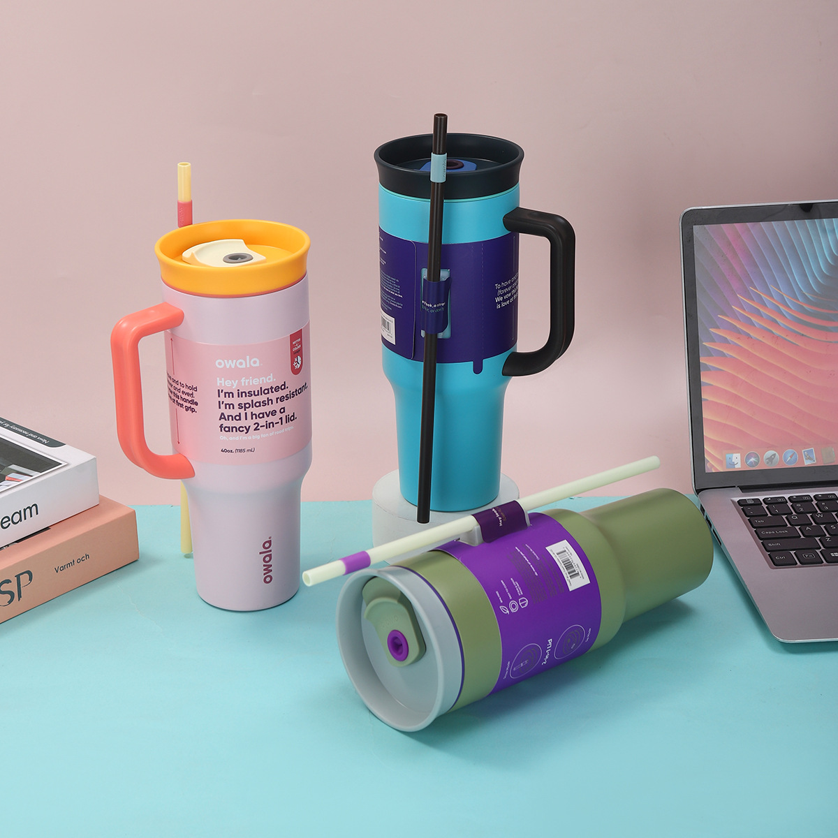 Cross-border new owala40oz car cup, stainless steel car large-capacity insulated cup, handle straw ice cup Application Scenario