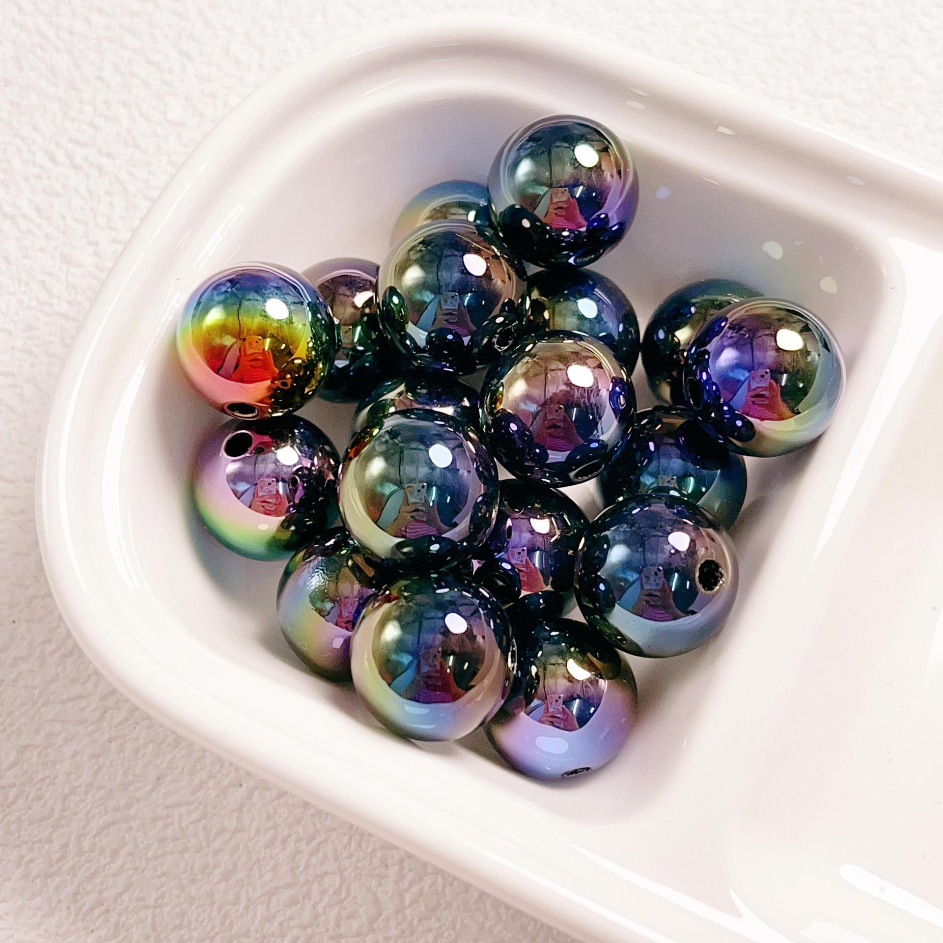 Uv-coated colored straight-hole beads acrylic loose beads bracelet diy accessory, beaded mobile phone chain material Specification drawing