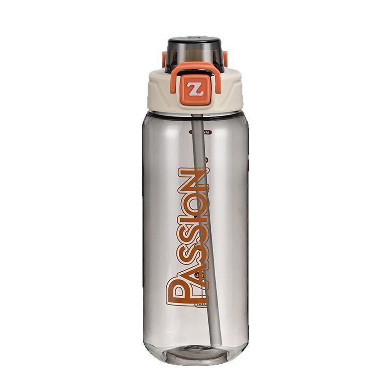Large-capacity plastic sports drinking cup with straw, portable, simple and creative student anti-drop water bottle Item Picture