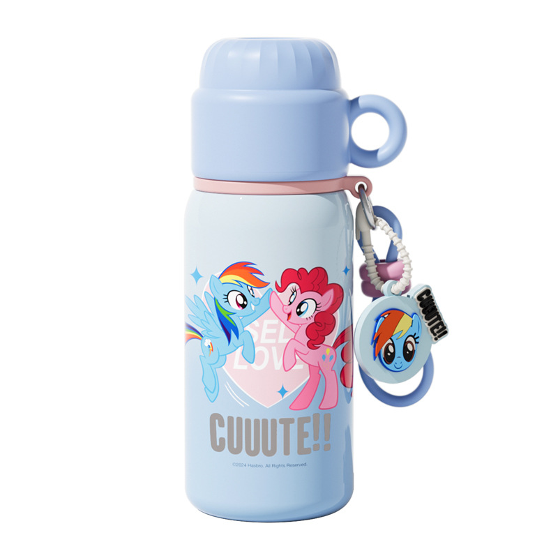My Little Pony fashionable handle insulated cup, portable and cute student cup, double-spout three-dimensional figurine drinking cup Item Picture