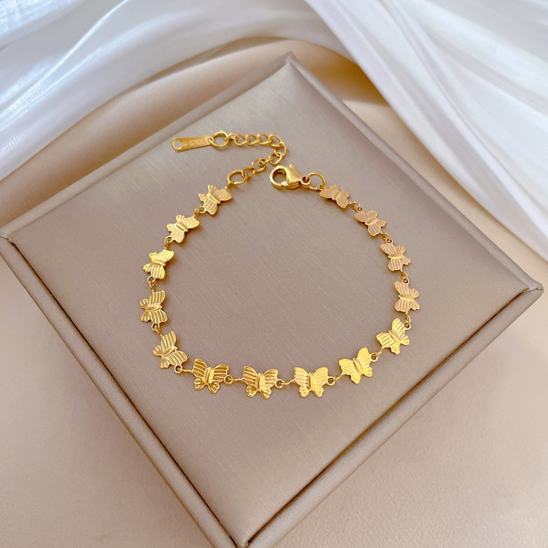 【 All-titanium Steel 】 Dongdaemun Minimalist style butterfly chain bracelet, a retro best friend of a female Internet celebrity Specification drawing
