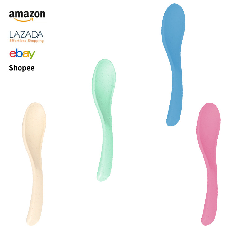 Cross-border Nordic wheat straw spoon, wheat straw spoon, Amazon plastic small spoon manufacturer wholesale full figure