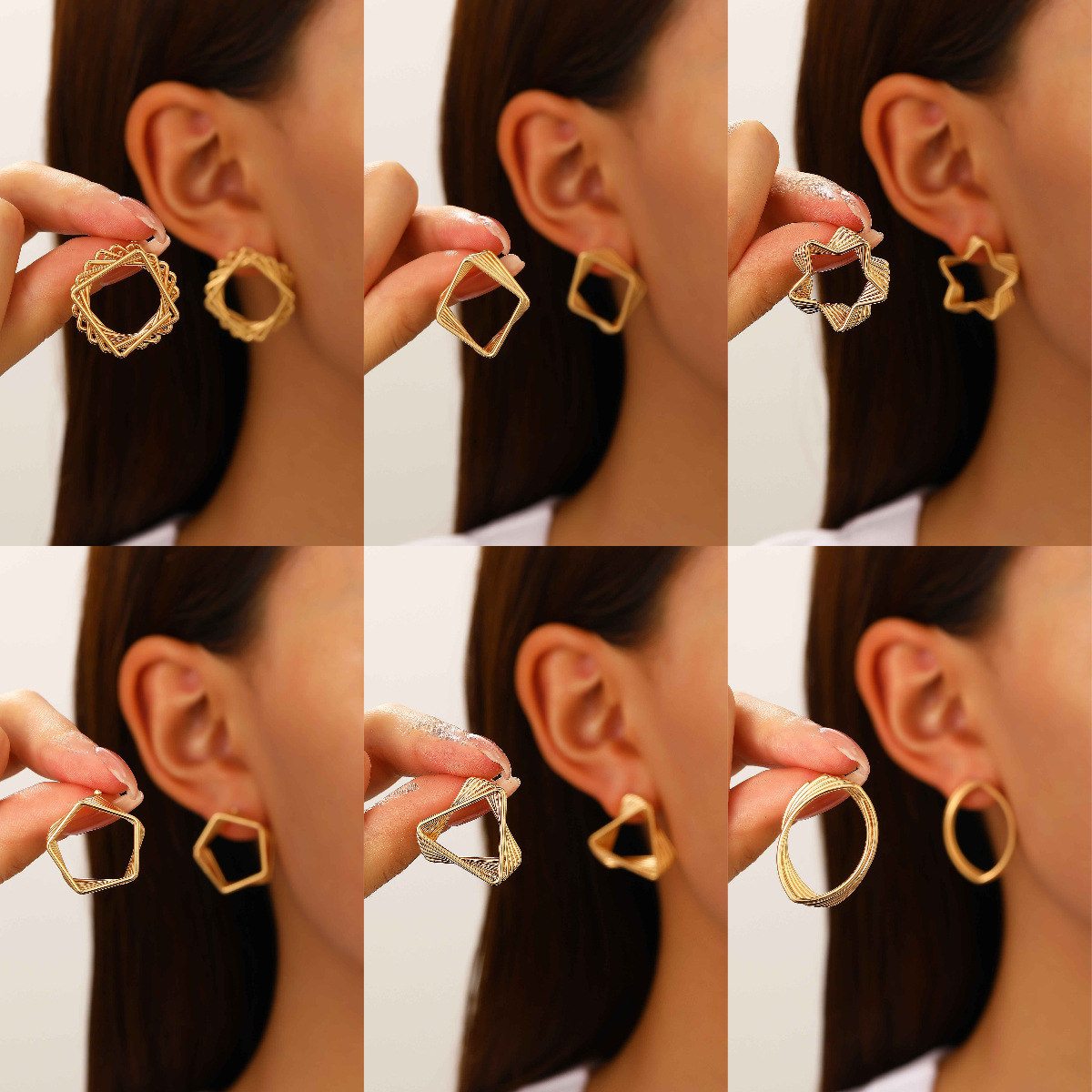 European and American simple, exaggerated, personalized, irregular vortex geometric earrings, women's personalized, twisted line stud earrings, cross-border earrings Specification drawing