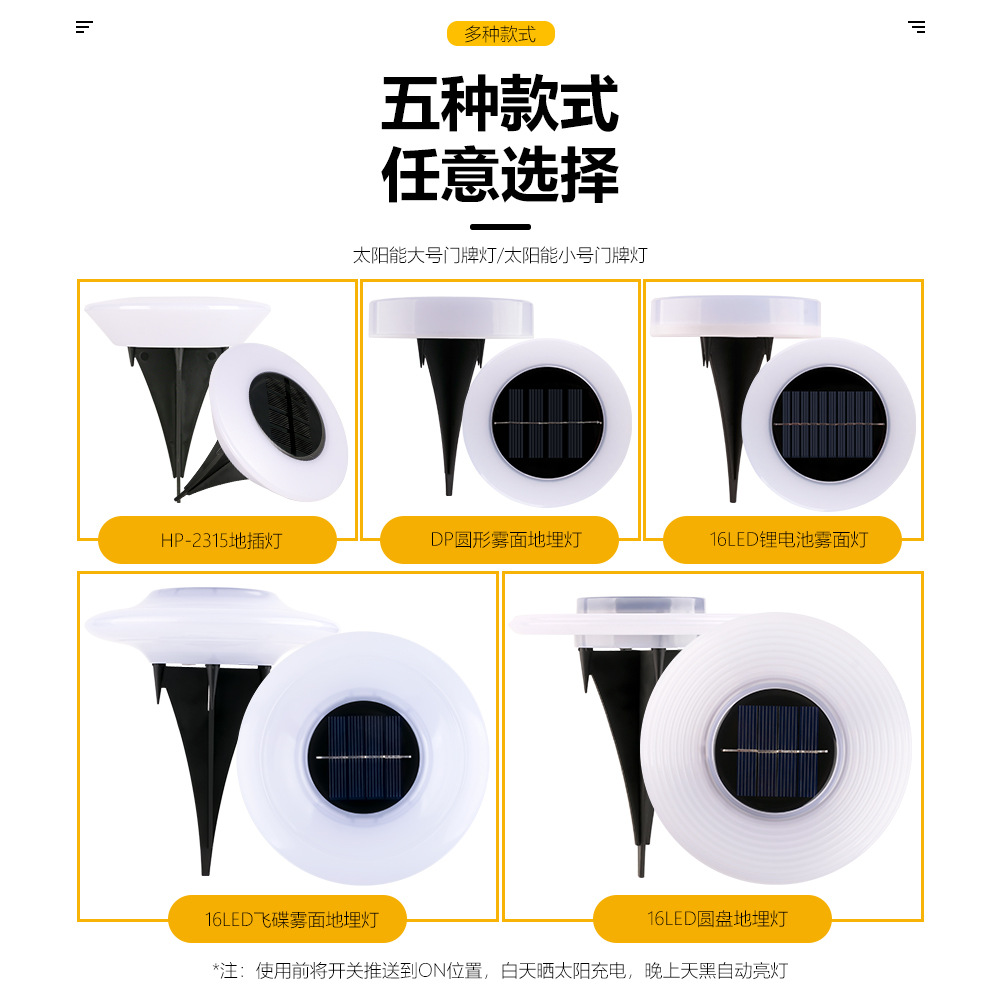 Solar-powered ground lights, lawn lights, villa landscape decorative ground lights, outdoor waterproof, courtyard and garden layout ground insert lights details Picture