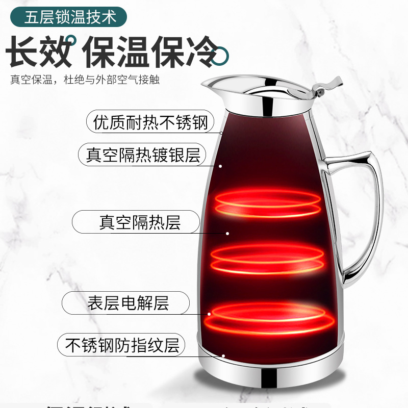 Cross-border foreign trade stainless steel insulated kettle, restaurant hot water kettle, insulated flask, double-layer vacuum frozen water kettle, dual-purpose water kettle details Picture
