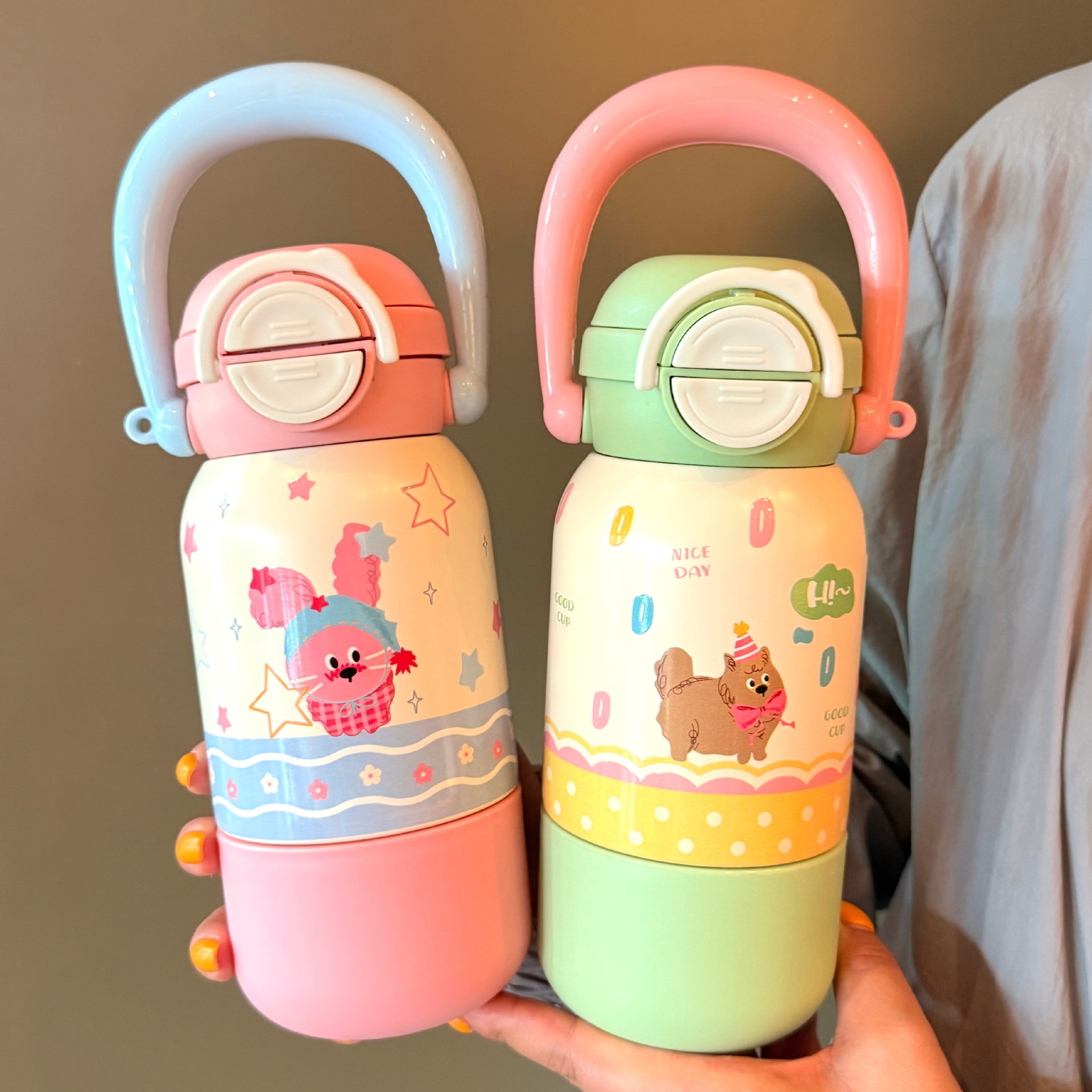 Cute children's insulated cup, girls' high appearance level straw cup, double-drinking cup, 316 food-grade large-capacity student water cup Application Scenario
