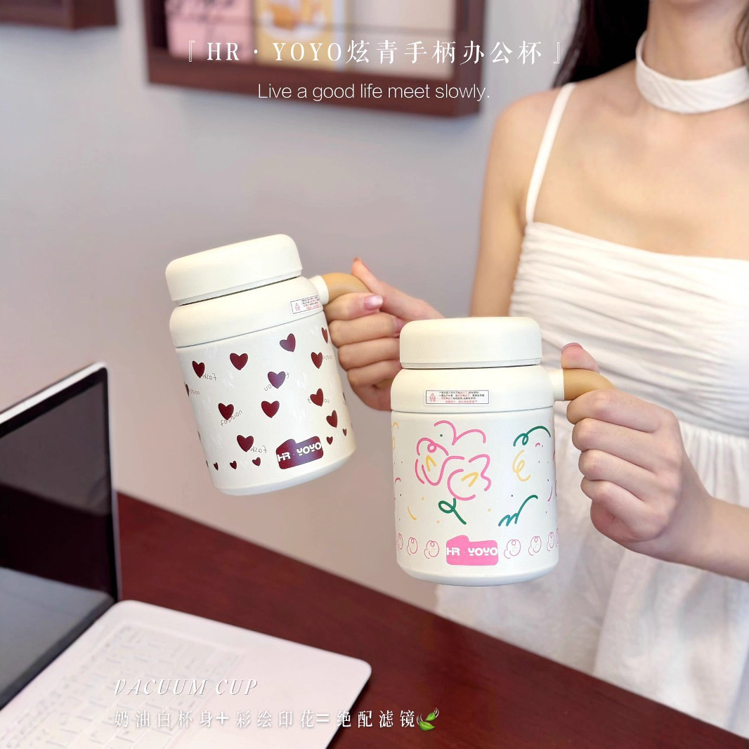 Cartoon cute, high appearance level, large-capacity new insulated cup, stainless steel outdoor sports portable coffee water cup with a lifting rope Specification drawing