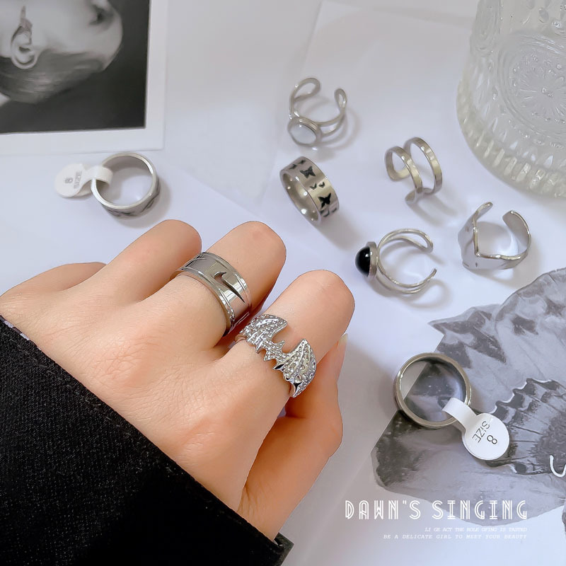 【 All-titanium Steel 】 Titanium steel cold and minimalist style dance ring for men and women, trendy and simple food rings on Instagram Specification drawing