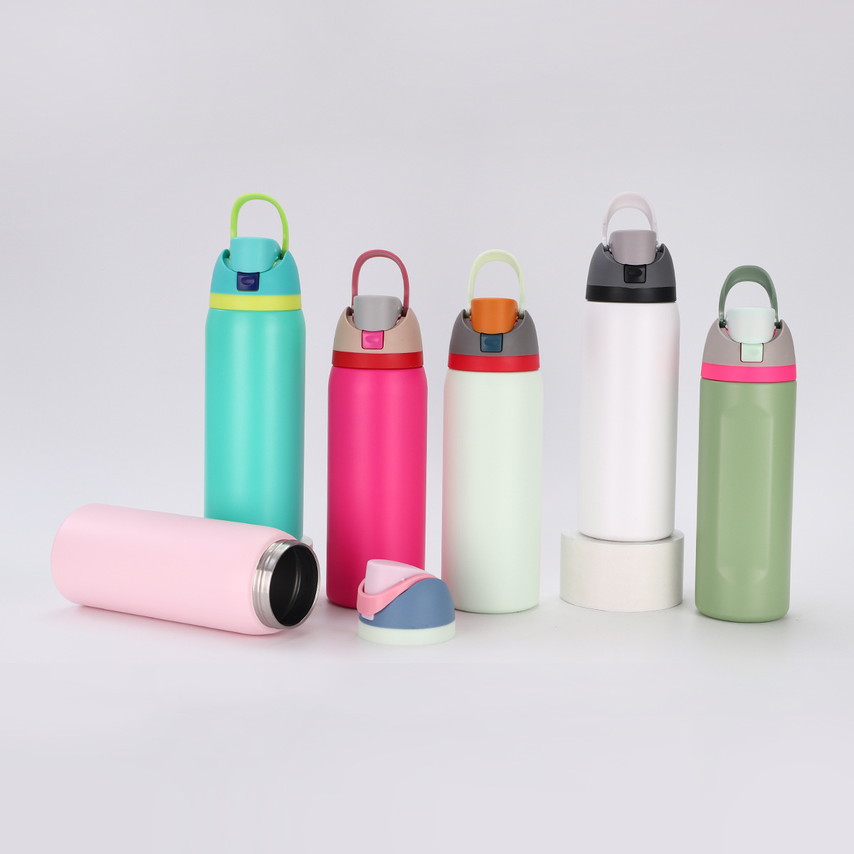 New cross-border 304 stainless steel vacuum insulated cup, the same style as Owala, simple and bouncy fruit cup, portable double-drinking cup details Picture