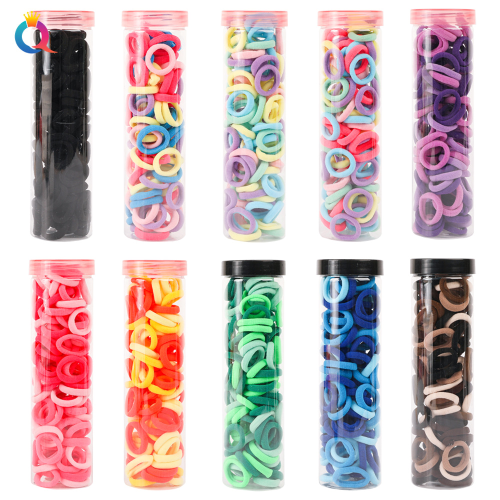 Qiyue Cross-border Amazon small-sized high-elasticity towel hair bands, 100 pieces, good elasticity, durable and won't damage hair and hair ties full figure