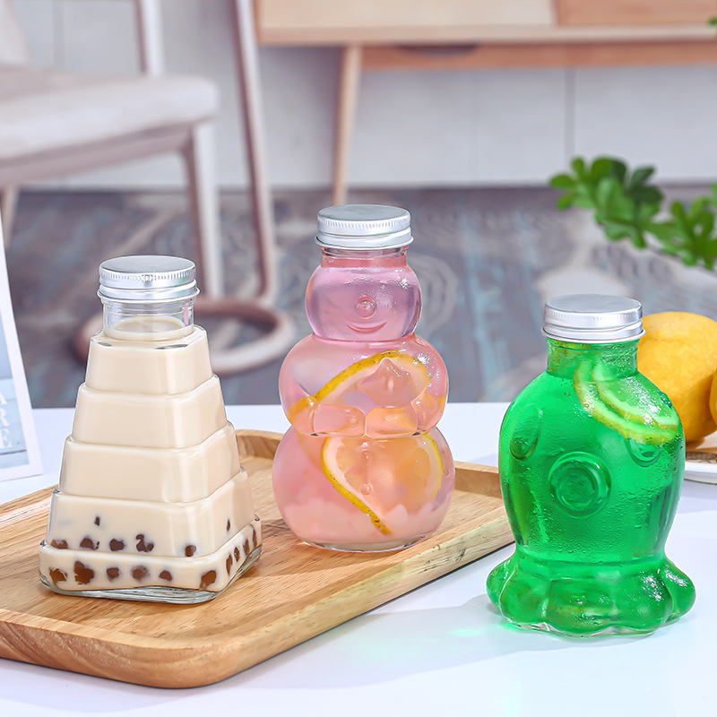 Wholesale of glass fiber mouth beverage bottles, milk tea cold brew coffee cups, creative ins beverage juice bottles, sealed glass bottles Application Scenario