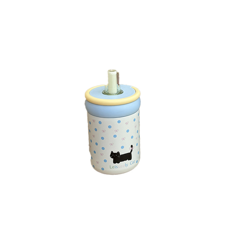 Small, simple and cute kitten thermos cup, high-end and exquisite portable water cup, stainless steel drinking cup for easy access Item Picture