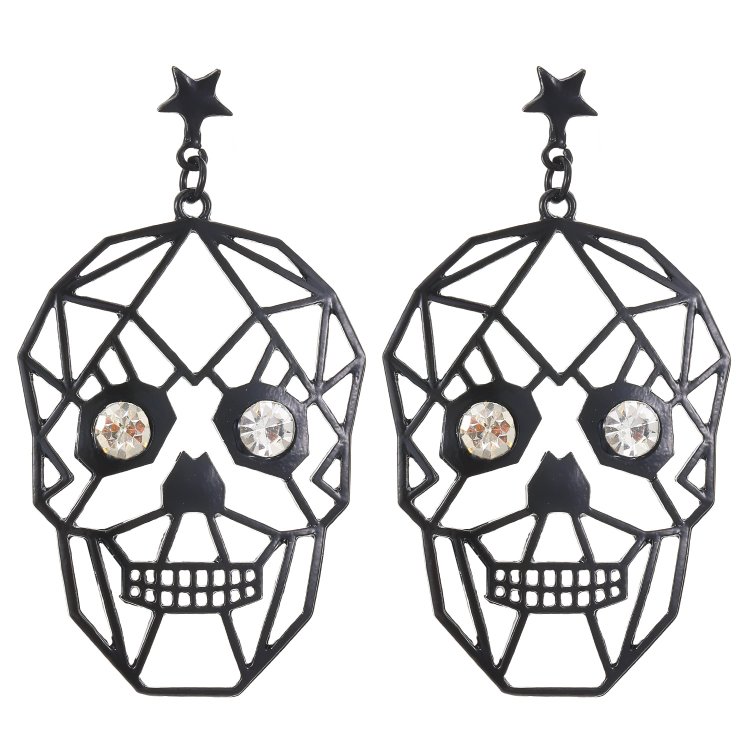 Cross-border dark Halloween earrings, exaggerated and funny personality, skull stud earrings, large hollowed-out female earrings and accessories wholesale Item Picture