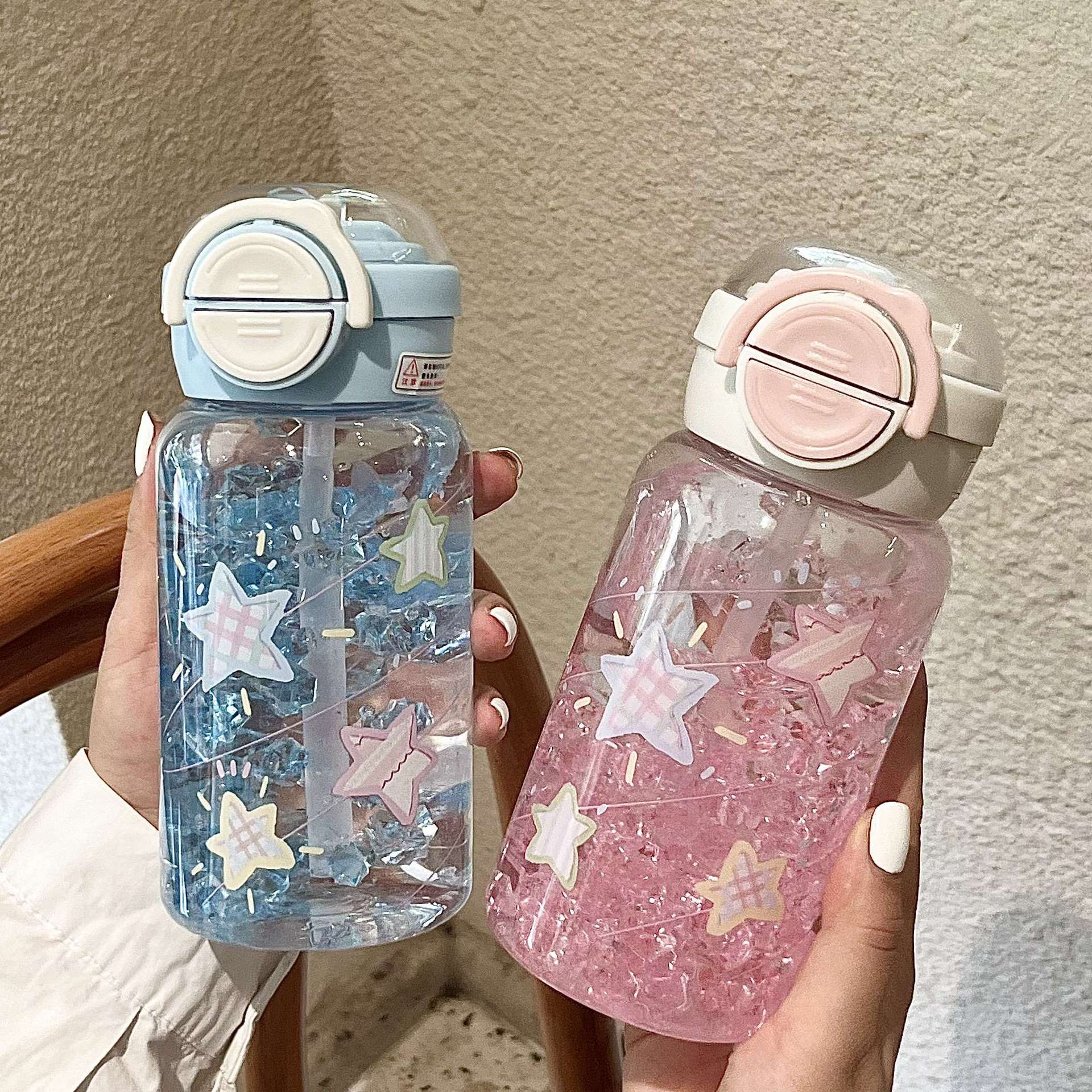New star plastic cup for girls, high appearance level, large capacity, portable, simple and girlish cup, easy to use details Picture