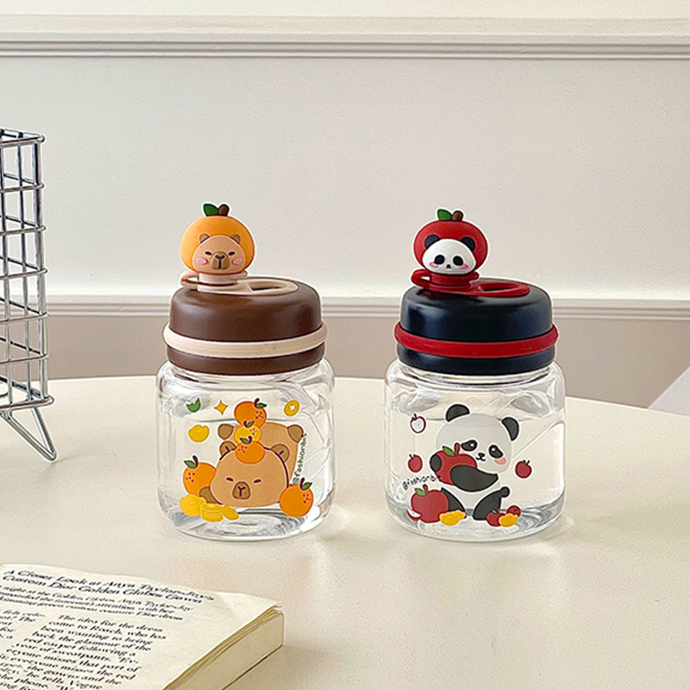 New cute doll water cup, small mini pocket glass cup, high-temperature resistant and leak-proof, high appearance level straw cup for girls full figure