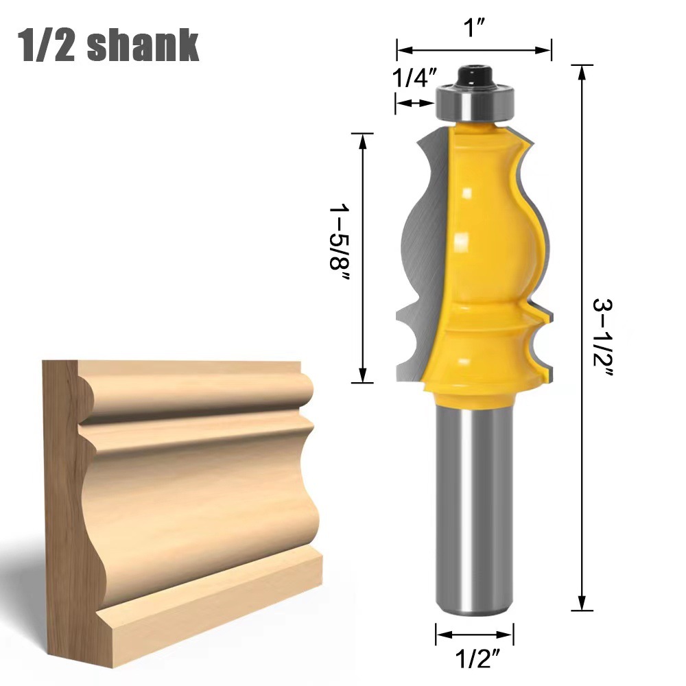 1/2 handle fish-tail handle hard alloy woodworking edge trimming woodworking milling cutter, yellow paint engraving line cutter full figure