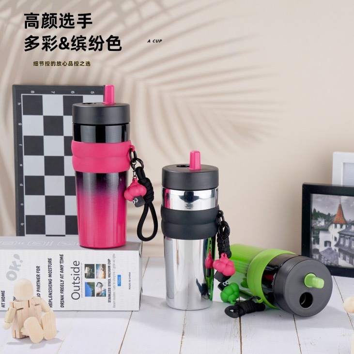 New internet-famous 316 stainless steel giant insulated cup with high appearance level, light luxury ice king straw cup, portable car cup full figure