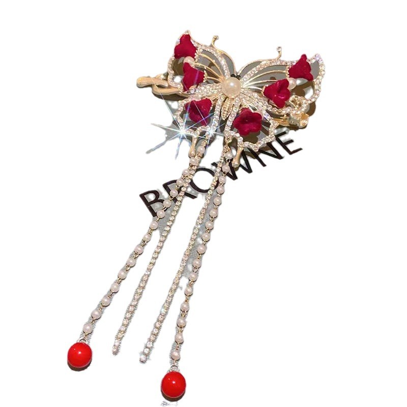 The new lily of the valley tassel twisted hairpin at the back of the head, with a high level of appearance, is a popular one-button, extremely ethereal ancient-style bride's headwear Item Picture