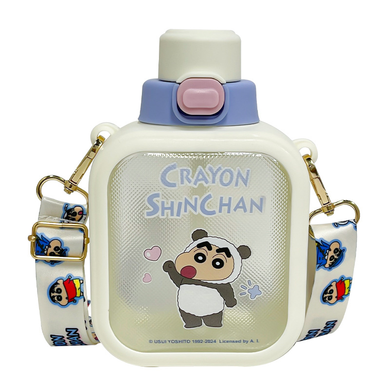 Crayon Shin-chan official cube sugar plastic cup, convenient cup with large capacity water cup, children's high appearance level straw cup pot Item Picture