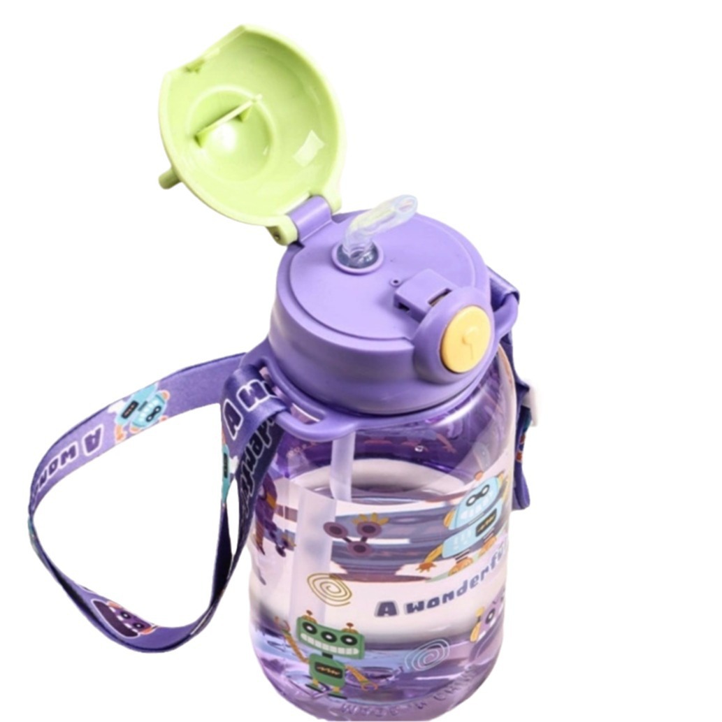 New cute and highly attractive cartoon children's plastic water cup, summer student straw cup, portable for outdoor use to drink water at school Item Picture