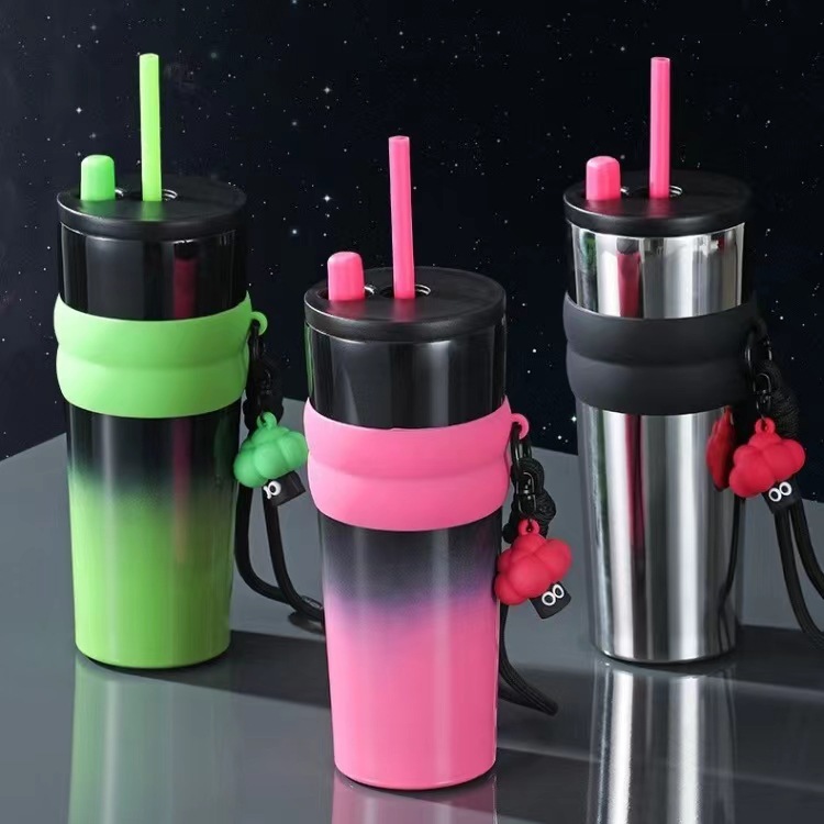 Cross-border super-large capacity 316 stainless steel insulated inner liner, outdoor portable lifting rope straw, unisex Phantom Cup details Picture