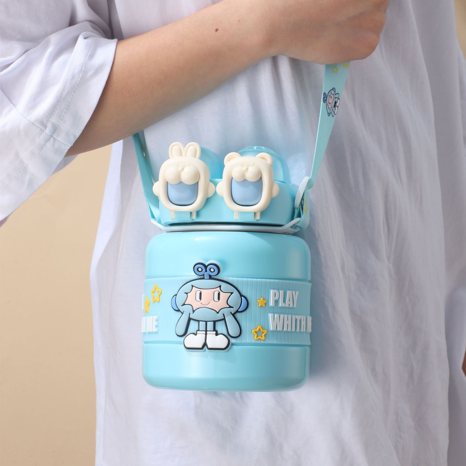 316 large-capacity double-lid insulated cup, high appearance level, girls and children's straw cup, outdoor portable gift cup details Picture