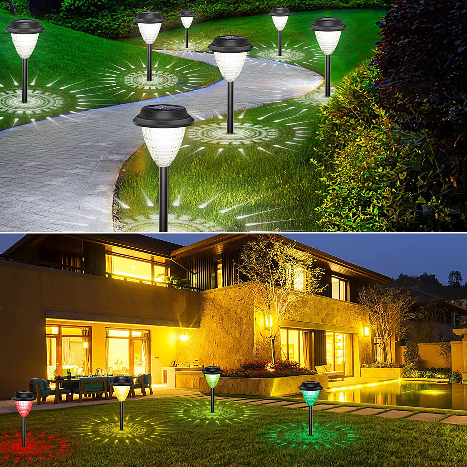 Solar-powered light and shadow lawn lights, outdoor waterproof courtyard garden, villa balcony decoration, atmosphere arrangement, and ground insertion lights full figure