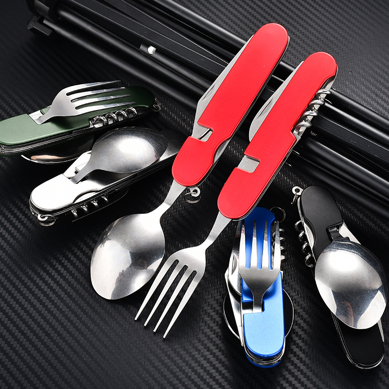 Factory direct sales of multi-functional foldable and detachable combination outdoor travel tableware, knives, gift knives and fruit knives full figure