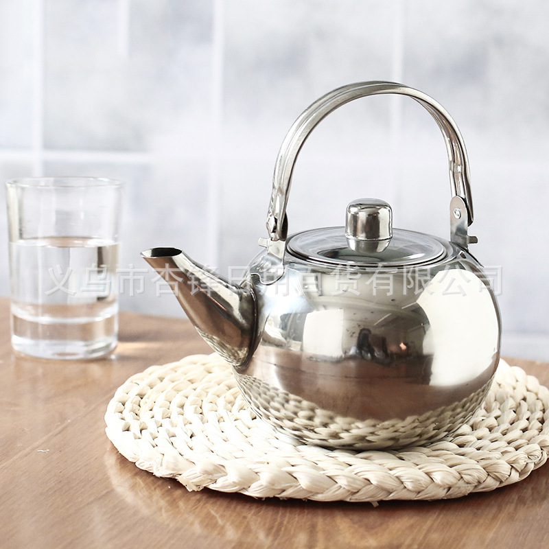 Wholesale stainless steel exquisite teapots, tea kettles, hotel and restaurant tableware, restaurant and cafeteria tea kettles and boiling kettles full figure