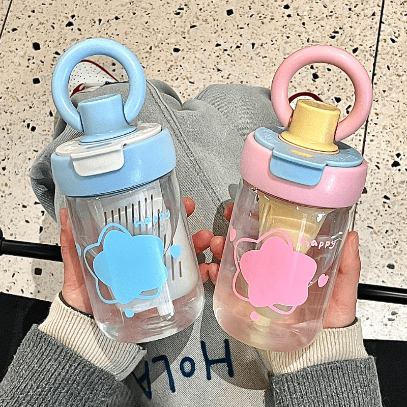 New 2025 large-capacity, simple travel, dual-drinking, carrying ring water cup for women, high appearance level, portable straw cup for students details Picture