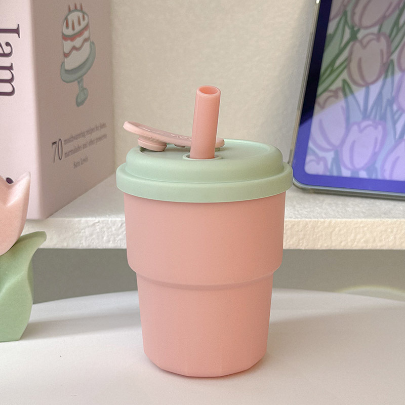 Sealed and leak-proof plastic cup with straw, water cup, new plastic ins feng shui cup for female office workers, heat-resistant details Picture
