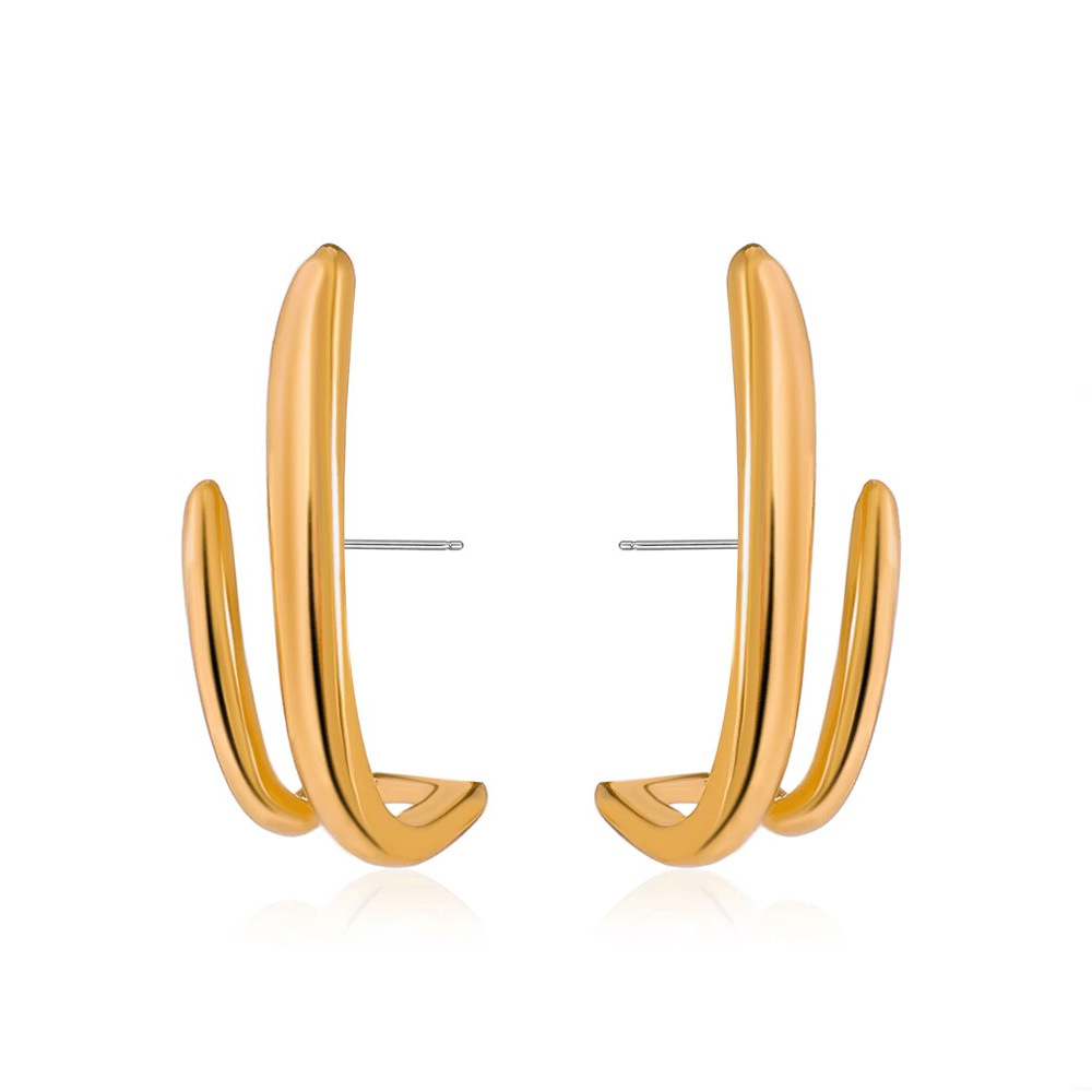 Cross-border European and American creative alloy geometric stud earrings, women's ins personalized, simple and irregular C-shaped earrings, fashionable earrings Item Picture