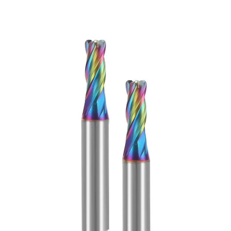 US series round nose cutters, round nose milling cutters for seven-color aluminum, carbide tungsten steel end mills, bull nose R-angle milling cutters details Picture