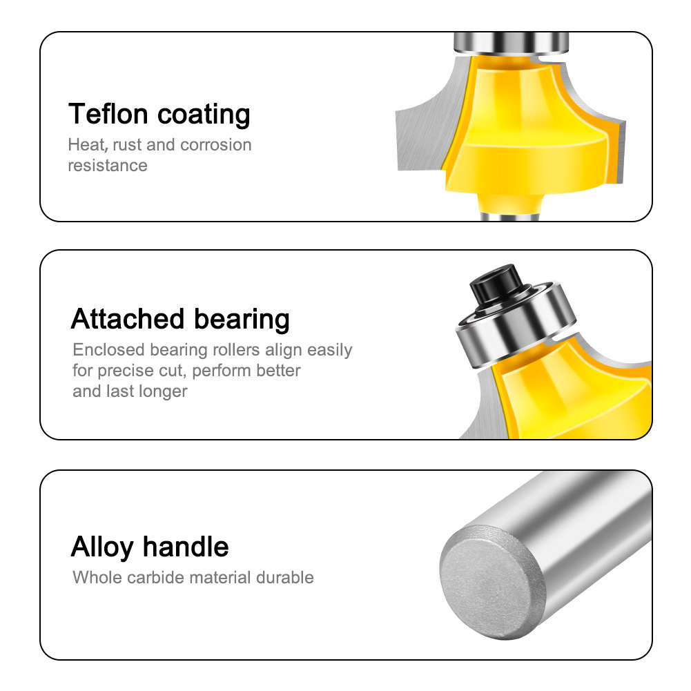 4-piece set of fillet cutters, 6 commonly used fillet cutters, high-end alloy fillet cutters, trimming machine cutter heads, chamfering cutters, R corner cutters Specification drawing