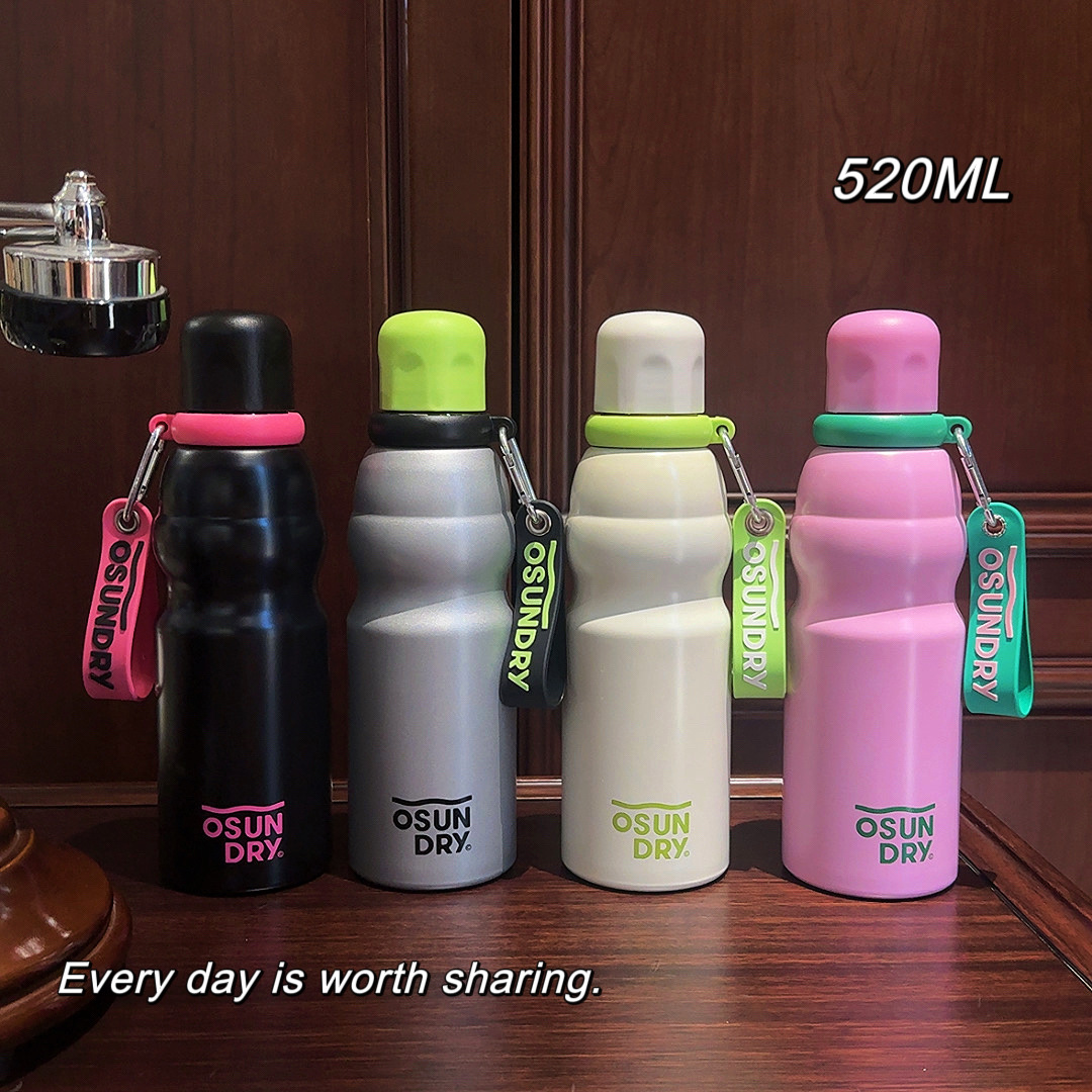 Simple and sporty stainless steel water cup, fashionable and individual fitness water bottle, direct drinking, large-capacity outdoor portable insulated cup details Picture