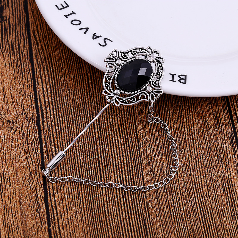 Z109 Korean version retro diamond-encrusted brooch Men's small suit insert brooch accessory Item Picture